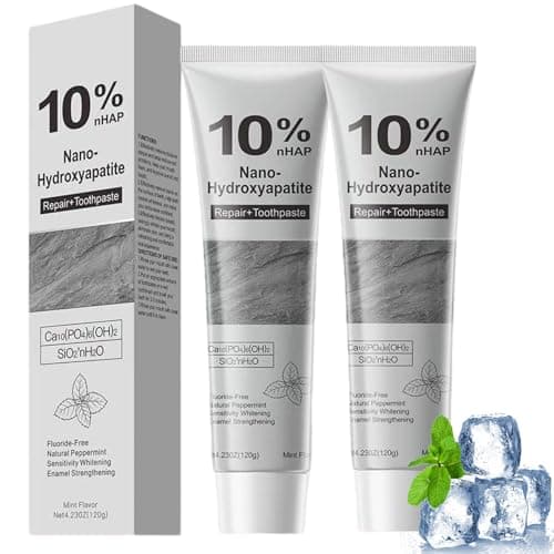 Image of 10% Hydroxyapatite Toothpaste, 2PCS Nano Hydroxyapatite Toothpaste for Teeth Whitening, Enamel Repair, Fluoride Free Toothpaste for Sensitive Teeth, Fresh Mint, 120g per Tube