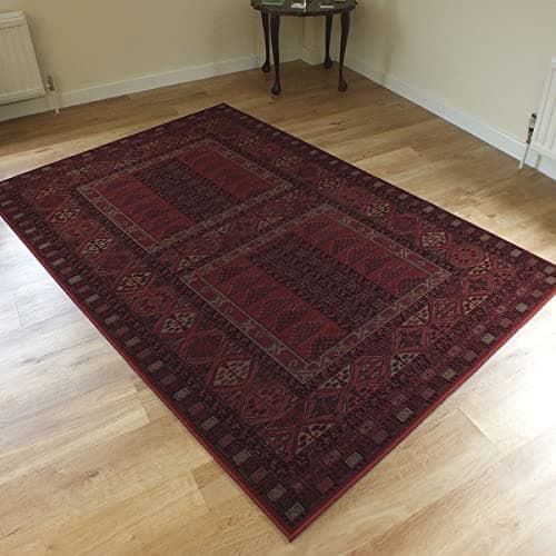 Image of Kashqai Brick Red Rug 4346-300 100% Wool Yarn Traditional Afghan Style Design 0.8m x 1.6m (2'6 x 5'3 approx)
