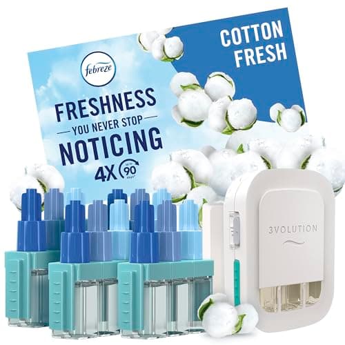 Image of Febreze 3Volution Plug In Air Freshener Starter Kit + 4 Refills, (20mlx4), Odour Fighter