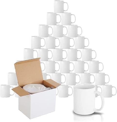 Image of shine planet 72 x Sublimation Mugs Blank 11oz White Sublimation Coffee Mugs Small Handle Sublimation Cups with Gift Boxes