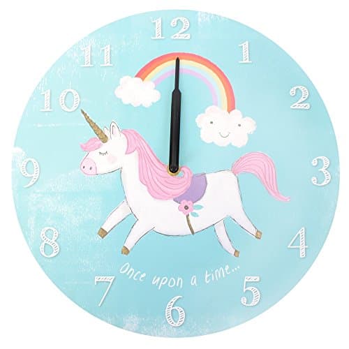 Image of Something Different Round Unicorn Clock, Blue