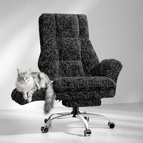 Image of HOMRELEXA Big and Tall Office Chair, Flip Armrests for Pets & Cross Legged Sitting, Executive Ergonomic Computer Gaming Chair with Foot Rest, Gliter Fabric Wide Seat Reclining Desk Chair, Black