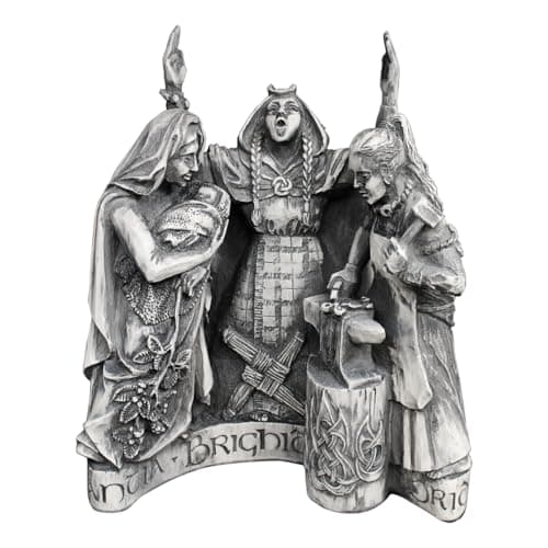 Image of Dryad Design Celtic Goddess Brigid Statue - 10 1/2" Tall - Large Bridget Figure - Goddess of Fire, Hearth, Healing, Smithing and Poetry Figurine (Stone Finish) - Wiccan Pagan Altar & Home Decor