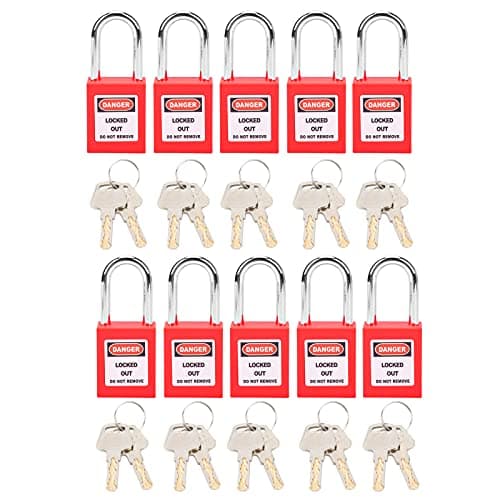 Image of KooingTech Lockout Padlock, 38MM Padlocks with Keys, 10 Sets Lockout Lock Corrosion Resistant Safety Pad Lock with 2 Keys Per Lock for Lock Out Tag Out Stations and Devices