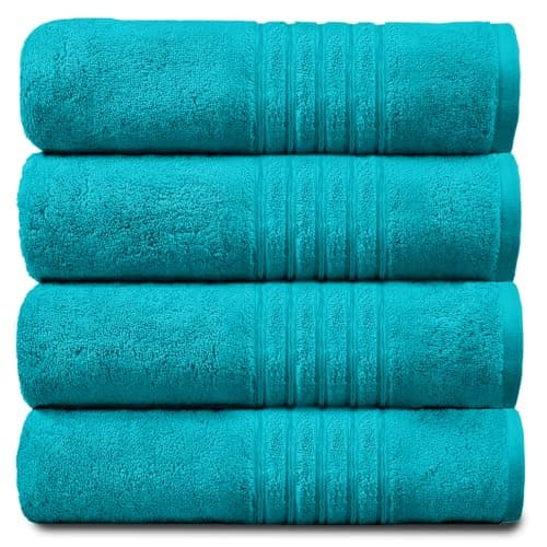 Image of GC GAVENO CAVAILIA New Hampton Pack of 4 Hand Towel Set, 100% Ringspun Cotton, Extra Absorbent 450 GSM Luxury Towel, Teal, 4PK