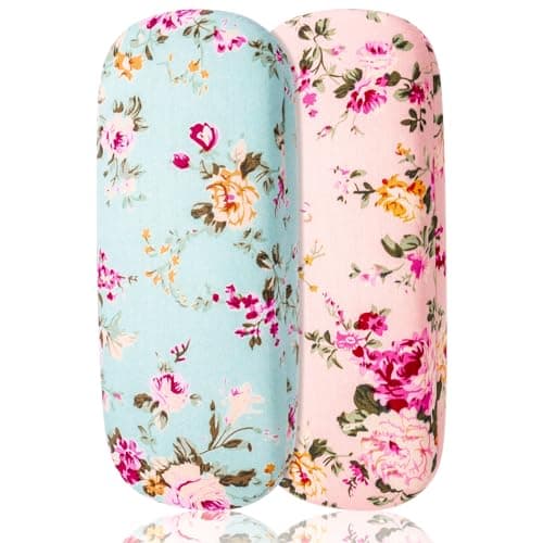 Image of FANTESI 2 PCS Glasses Case, Hard Shell Glasses Case, Floral Spectacle Cases Eyeglasses Case for Men and Women