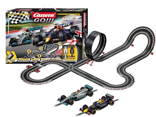 Image of Carrera Go!!! Max Performance | Formula 1 Race Track Set | Max Verstappen vs Louis Hamilton | 2 Slot Cars Including 2 Hand Regulators with Turbo Button | Includes Looping, Crossing, Fly-Over and Lap