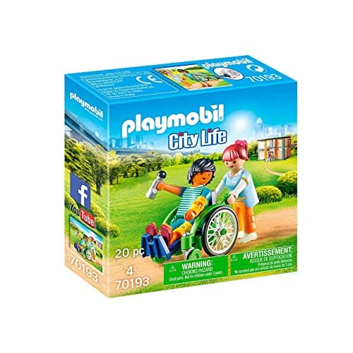Image of Playmobil 70193 City Life Hospital Patient in WheelchAir, for Children Ages 4+, Fun Imaginative Role-Play, PlaySets Suitable for Children Ages 4+