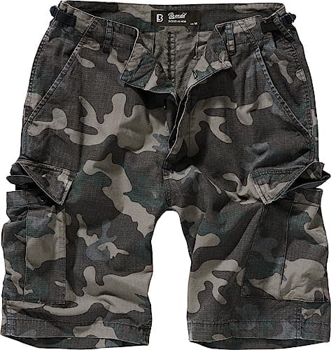 Image of Brandit Individual Wear Men's BDU Ripstop Cotton Durable Breathable Multi Pocket Tactical Casual Active Outdoor Cargo Shorts, Dark Camo, X-Large