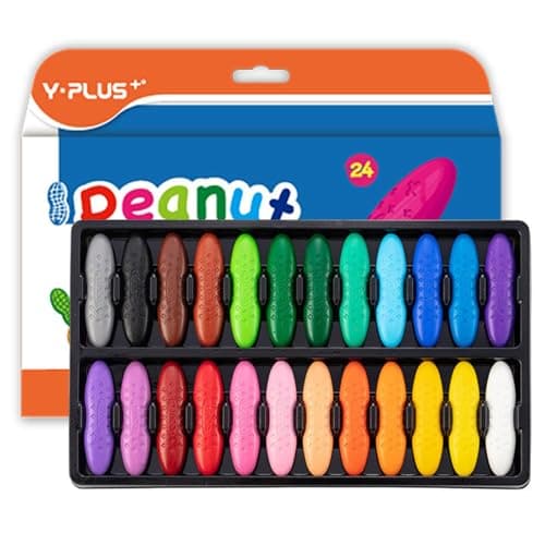 Image of YPLUS Peanut Crayons for Toddlers, 24 Colors Non-Toxic Crayon for Kids Ages 2-4, Easy to Hold Washable Toddler Crayons, Coloring Art Supplies Toys