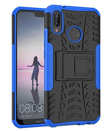 Image of Yiakeng Huawei P20 Lite Case, Shockproof Slim Drop Full Body Protection With Kickstand For Huawei P20 Lite (Blue)