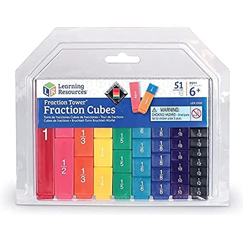Image of Learning Resources Fraction Tower Cubes - 51 Pieces, Ages 6 Plus Maths Learning Toys for Kids, Math Classroom and Homeschool Accessories, Fractions Learning for Kids,Back to School Supplies
