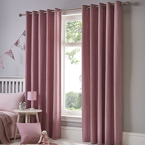 Image of Fusion Sorbonne 100% Cotton Eyelet Lined Curtains, Blush, 66 x 90 Inch