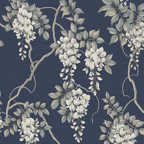 Image of Superfresco Easy Navy Wisteria Floral Wallpaper | Paste the Wall | Navy Floral | Eco-Friendly