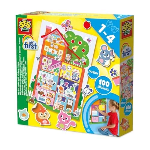 Image of SES Creative 14476 My First Poster with Stickers - Creative Play Kit for Kids Aged 1+ - Large Poster with 100 Stickers to Decorate - Safe Materials - Fun Craft Activity