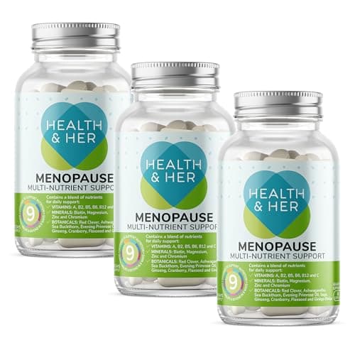 Image of Health & Her Menopause Supplements for Women - Multi-Nutrient Wellbeing Support - Wellbeing for Menopause - 3 Month Supply, 180 Capsules - Vegan