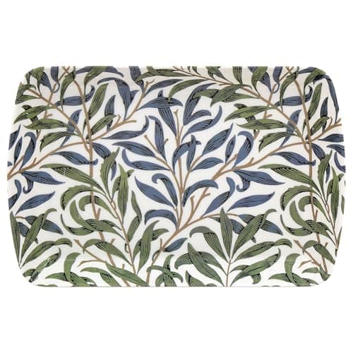 Image of LESSER & PAVEY Melamine Small Serving Tray Durable Platter Willow Bough Nature Leaf Foliage, Blue, Green