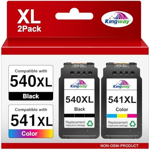 Image of 540XL 541XL Ink Cartridges Twin Pack, Replacement for Canon 540 and 541 Ink Cartridges PG-540XL Black CL-541XL Colour, Compatible with Pixma TS5150 TS5151 MG3650S MG3600 TS5100 MG3650 MG4250 MX475
