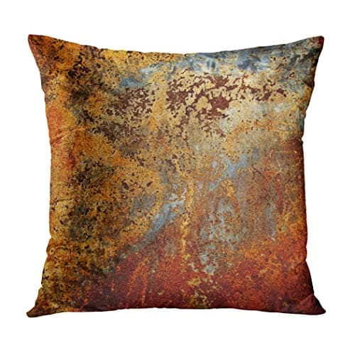 Image of Awowee Cushion Cover 50x50cm Brown Rust Colorful Metal Rusty Steel Iron Structure Wall Home Decor Throw Pillow Cover Square Pillowcase for Bed Sofa 20x20 inches