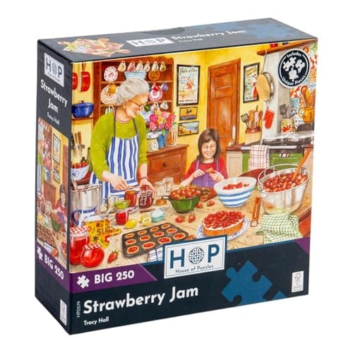Image of The House of Puzzles - Strawberry Jam Jigsaw - Big 250 Piece Jigsaws For Adults & Kids, Extra Large Pieces, Artist Illustrated, Scenic Landscape, Deluxe Puzzle Gifts