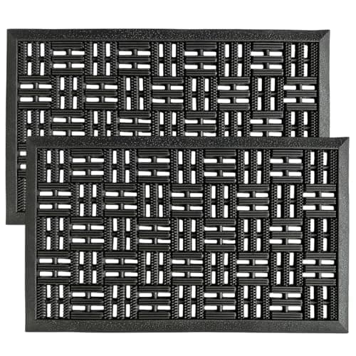 Image of Lifestyle comfort ltd LSC Rubber Door Mat Heavy Duty Non-Slip Door Mats Outdoor Anti Fatigue Dirt Scrapper Floor Mat For Entrance, Backdoor, Patio And Lawn Outdoor Mat BRICK 45 X 75 CM (PACK OF 2)