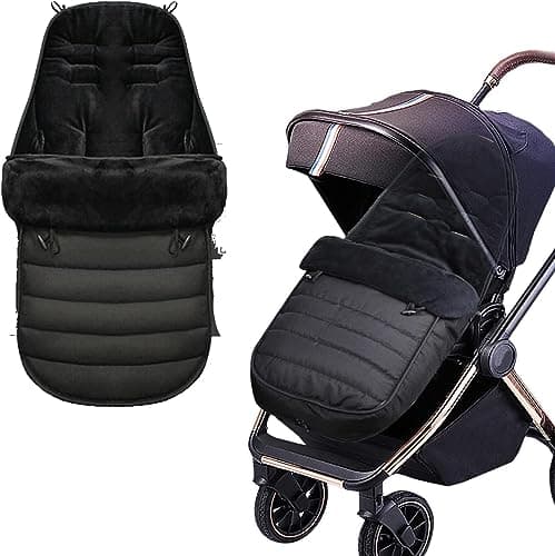 Image of Pushchair Footmuff,Baby Stroller Cosy Toes Liner Buggy Padded,Universal Baby Sleeping Bag Footmuff,Windproof Warm Thick Cotton Pad Fitting for Pushchairs Strollers Prams Buggy, Black