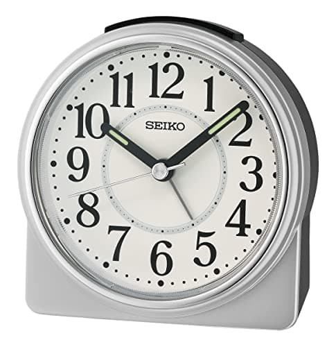 Image of Seiko UK Limited - EU QHE198S Alarm Clock, Silver & Black, Rund