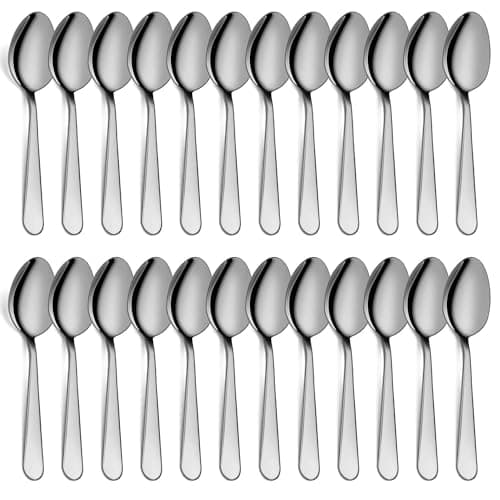 Image of Spoons Set, 24-Piece Stainless Steel Dessert Spoons Dining Spoons, Mirror Polishing Cutlery Spoons Set, Dishwasher Safe (6.7 inches, 17cm)