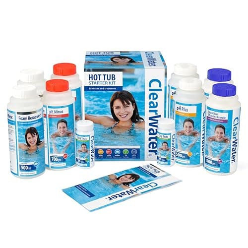 Image of Clearwater Hot Tub Chemical XL Starter Kit, Includes Chlorine Granules and Dip Test Strips