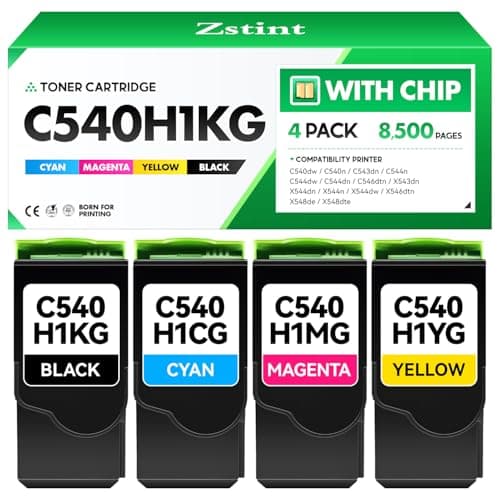 Image of C540H1KG C540H1CG C540H1MG C540H1YG Toner Cartridges Set 4-Pack Compatible with Lexmark C540dw C540n C543dn C544n C544dw C544dn C546dtn X543dn X544dn/X544n X544dw X546dtn X548de X548dte Printer Ink