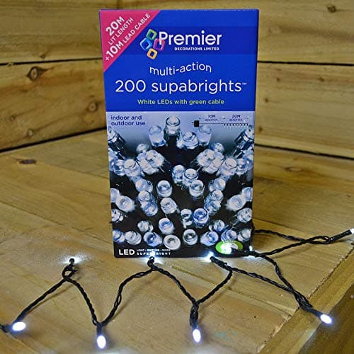 Image of 16m 200 LED Premier Multi Action Supabright Outdoor Christmas Lights Cool White