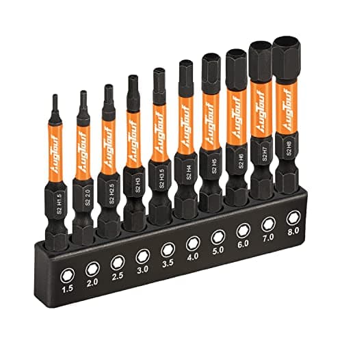 Image of toolant Impact Hex Head Allen Wrench Drill Bit Set, 1/4” Hex-Shank S2 Steel Bits Set, CNC Machined Tips with Magnetism, 2” Long with Storage Box 10pcs (Metric)