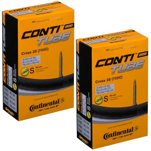 Image of Continental Cross 28 700 x 32-47c Bike Inner Tubes - Presta 60mm Long Valve (Pair),Black