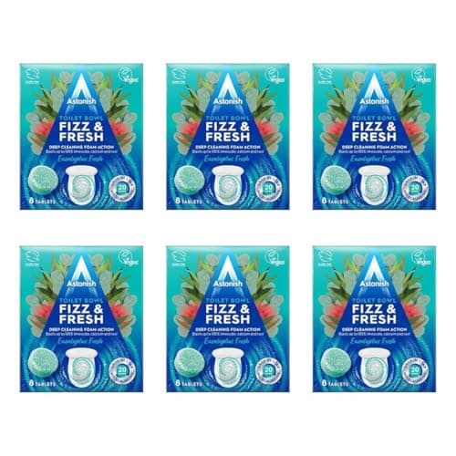 Image of Astonish Fizz & Fresh Toilet Bowl Tablets, Eucalyptus Fresh, 8 Tablets, Pack of 6