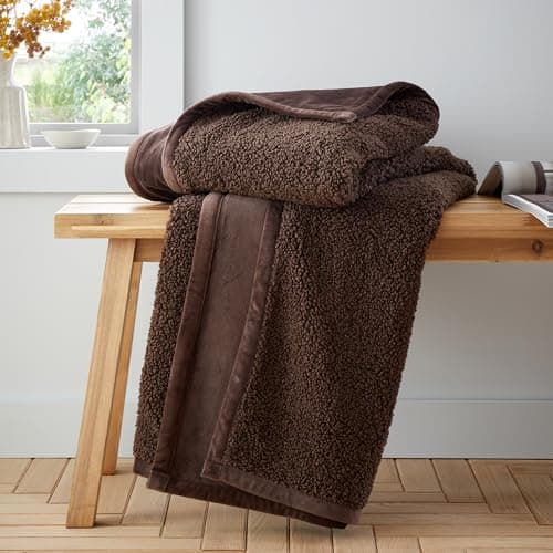 Image of Catherine Lansfield So Soft Velvet Boucle 130x170 cm Blanket Throw Chocolate