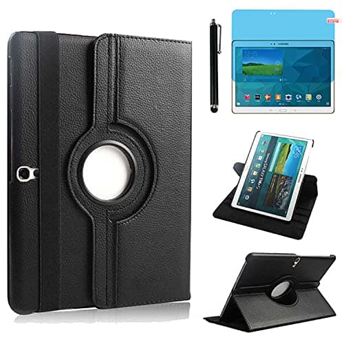 Image of Case for Samsung Galaxy Tab S 10.5 inch 2014 (SM-T800 T801 T805 T807) - 360 Degree Rotating Stand Case Smart Protective Cover,with Stylus Pen,Screen Film (Black)