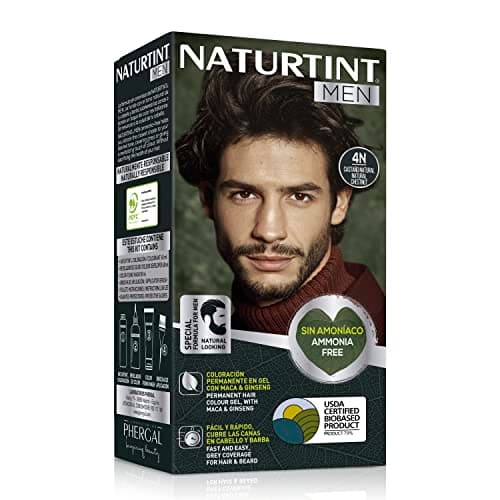 Image of Naturtint Men Bio-Based, Ammonia-Free Permanent Colouring for Men, 100% Grey Hair & Beard Dye, Natural & Long-Lasting Colour, Natural Ingredients, 4N Natural Brown