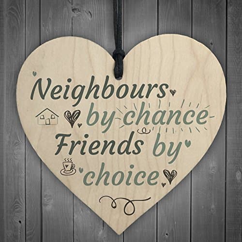 Image of Red Ocean Funny Neighbours By Chance Shabby Chic Wooden Hanging Heart Plaque Friendship Great Decor