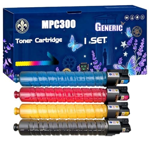 Image of MPC300 Toner Cartridge Compatible for Ricoh Aficio MPC300 MPC300SR MPC400 MPC400SR Printers, Black High Yield 10000 Pages Printer Accessories (4-Pack BK/C/M/Y)