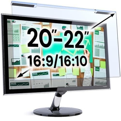 Image of VINTEZ Blue Light Screen Protector for 20, 21.5, 21.6, 22 Inch Computer Monitor and Laptop – Anti-UV Blue Light Blocking Film for Desktop PC, Eye Protection Filter, 19.3" x 12.5", 1 Pack