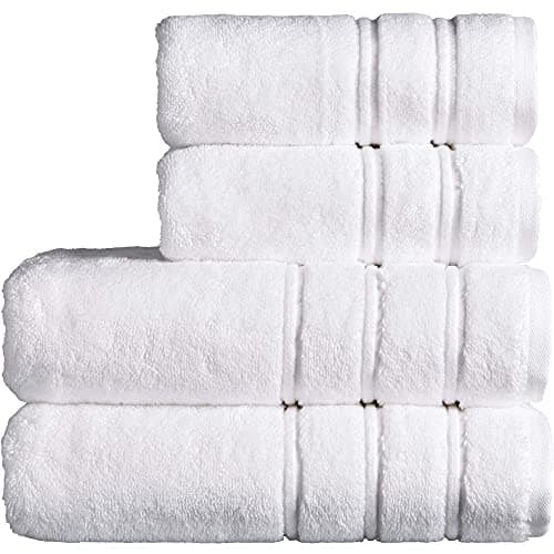 Image of Christy Antalya Large Bath Towels | Set of 4 | 100% Turkish Cotton | 600GSM | Soft Plush Luxury Towel Set | 2 Bath Towels 2 Hand Towels | Quick Dry | White