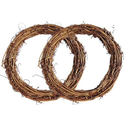 Image of JOYWU Natural Grapevine Wreaths Set,2 Pcs 40cm DIY Rattan Wreath Frame,Vine Branch Wreath,Round Rattan Twig Wreath Base,DIY Wreath Making Supplies,Grapevine Wreath Rings for DIY Crafts