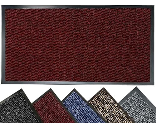 Image of LENAK Door Mats - Entrance Mat Barrier Hallway Runner Kitchen Rug, Non-Slip Dirt Trapper Rubber Back Washable Floor Mat, Dust Grabbing Indoor Outdoor Doormats (Red, 120x180cm)