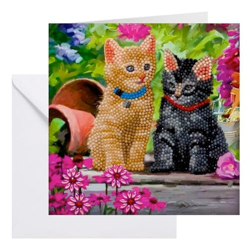 Image of CRYSTAL ART Cat Friends Card Kit 18x18cm Craft Buddy