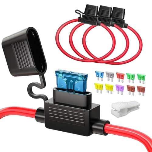 Image of JOREST 3pcs 12AWG Standard Inline Fuse Holder, ATC/ATO Blade Automotive Fuse Holder for Car/Truck/Motorcycle + 10pcs Standard Fuses (10A 15A 20A 25A 30A 35A 40A) + Fuse Puller+ Tapes