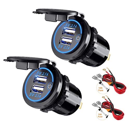 Image of Thlevel Dual USB Car Charger Power Outlet Socket 5V 4.2A with Switch for 12V 24V Boats and Marine Motorcycle Truck