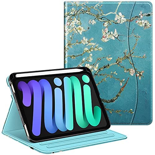 Image of FINTIE Case for iPad Mini 7 (2024, A17 Pro) / iPad Mini 6 (2021) 8.3 Inch, [Multi-Angle] Viewing Folio Smart Stand Cover with Pencil Holder & Pocket, Blossom