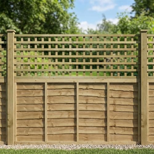 Image of Privacy Square Flat Top, 6ft x 2ft Wooden Fence Panel Trellis Topper, Extender for Garden Fencing | Decorative Boundary Wall Lattice Extension (Wide: 182.8cm x High: 60cm)