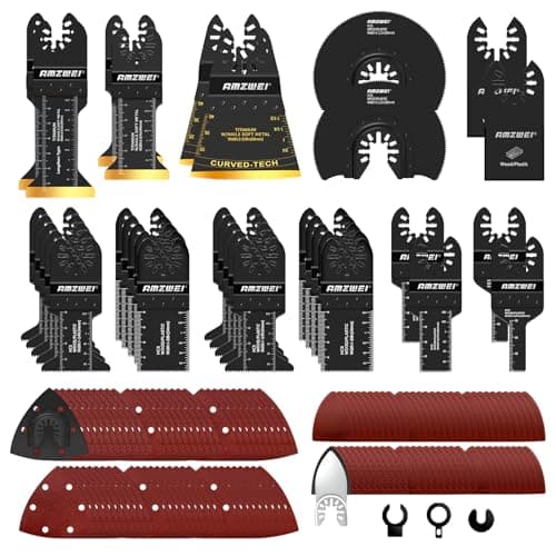 Image of 156PCS Multitool Blades Kit – Titanium Oscillating Tool Blades & Sanding Pads for Wood, Metal & Plastic | Quick Release, Universal Fit for DeWalt, Makita, Bosch, Milwaukee, Ryobi, Fein