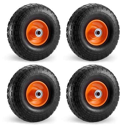 Image of VonHaus Pneumatic Wheels 10” Pack of 4, Spare Replacement Universal Tyre Set for Wheelbarrows, Garden Carts, Sack/Hand Trucks, Trolleys, Utility Wagons, Puncture Proof Heavy Duty Tires, Easy Install